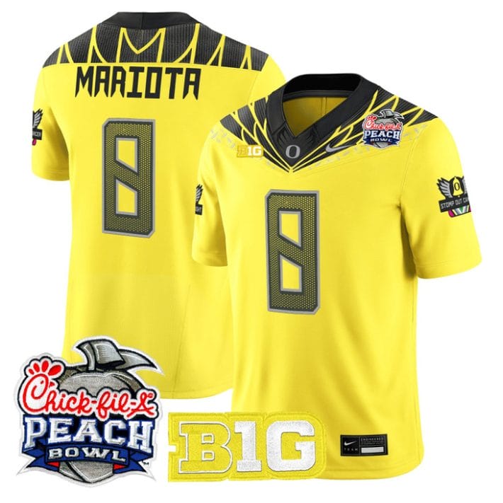 Marcus Mariota Jersey #8 Oregon Ducks 2026 Peach Bowl Patch Stitched - Image 5
