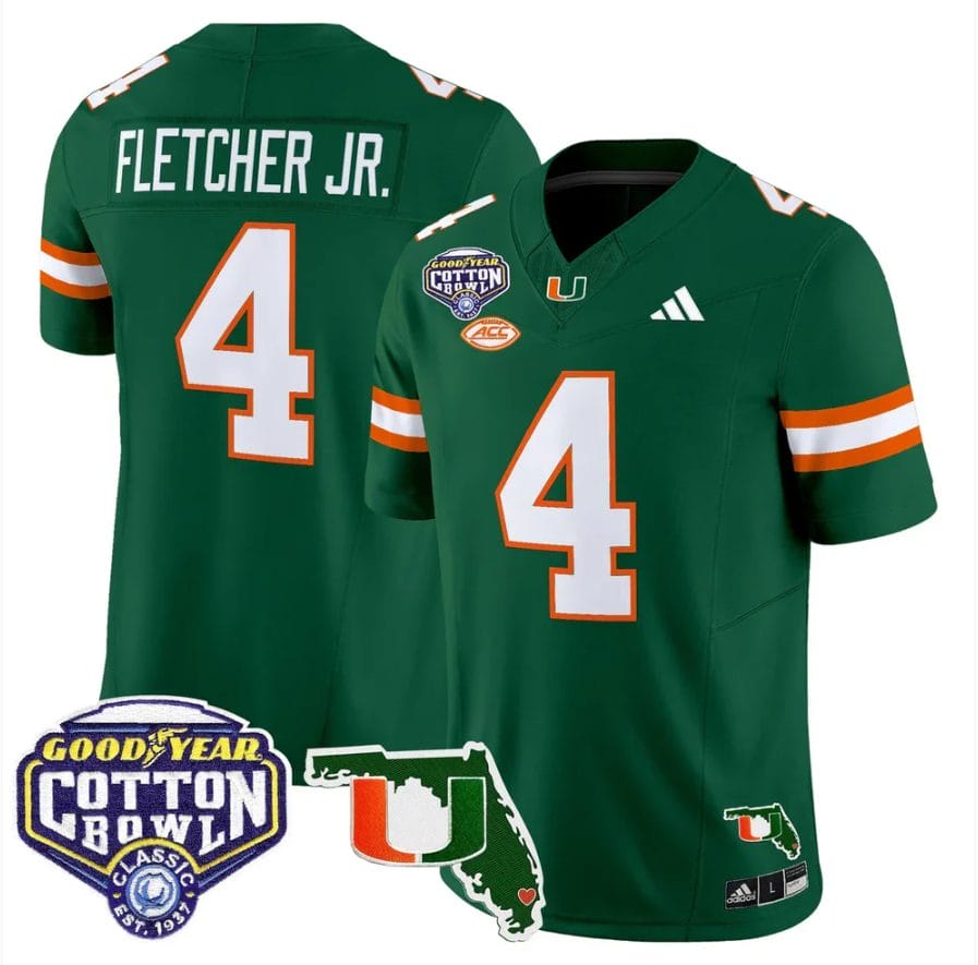 Mark Fletcher Jr Jersey #4 Miami Hurricanes 2025 Cotton Bowl Florida Stitched - Image 2