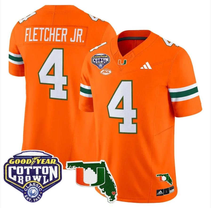 Mark Fletcher Jr Jersey #4 Miami Hurricanes 2025 Cotton Bowl Florida Stitched - Image 4