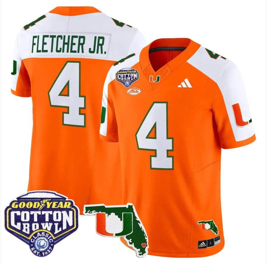 Mark Fletcher Jr Jersey #4 Miami Hurricanes 2025 Cotton Bowl Florida Stitched - Image 3