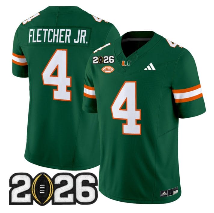 Alternative view of Mark Fletcher Jr Jersey #4 Miami Hurricanes 2026 CFP Final Stitched Black