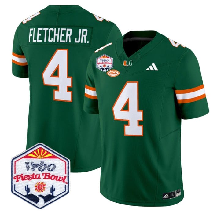 Alternative view of Mark Fletcher Jr Jersey #4 Miami Hurricanes 2026 Fiesta Bow Stitched