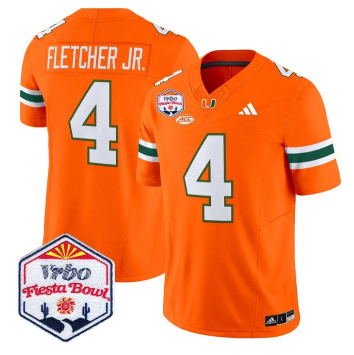 Mark Fletcher Jr Jersey #4 Miami Hurricanes 2026 Fiesta Bow Stitched - Image 4