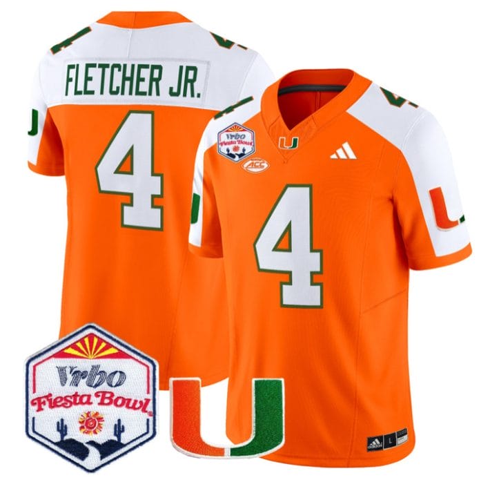Mark Fletcher Jr Jersey #4 Miami Hurricanes 2026 Fiesta Bow Stitched - Image 3
