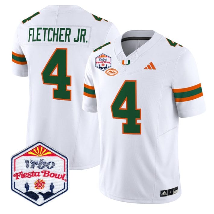 Mark Fletcher Jr Jersey #4 Miami Hurricanes 2026 Fiesta Bow Stitched - Image 5
