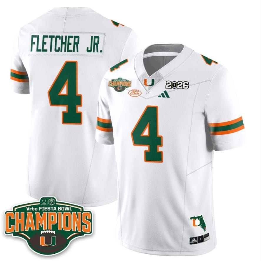 Mark Fletcher Jr Jersey #4 Miami Hurricanes 2026 Fiesta Bowl Champions Stitched - Image 5