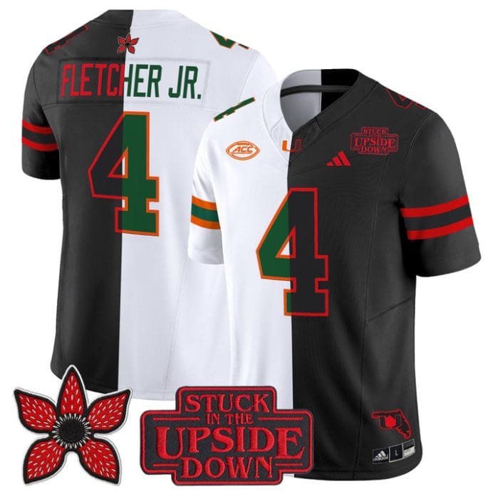 Mark Fletcher Jr Jersey #4 Miami Hurricanes Upside Down Edition Stitched - Image 3
