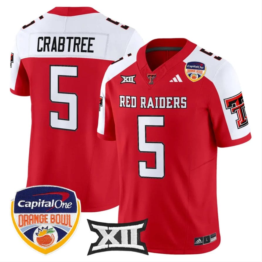 Michael Crabtree Jersey #5 Texas Tech 2025 Orange Bowl Patch V2 Stitched - Image 3