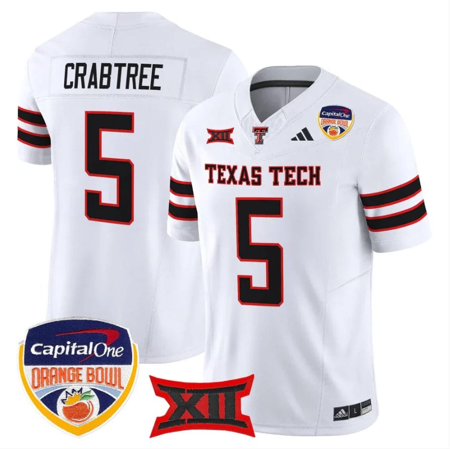 Michael Crabtree Jersey #5 Texas Tech 2025 Orange Bowl Patch V2 Stitched - Image 5