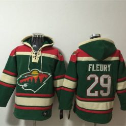 Minnesota Wild #29 Marc-Andre Fleury Green Lace-Up Pullover Hoodie