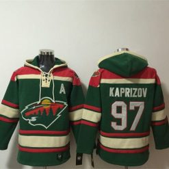 Minnesota Wild #97 Kirill Kaprizov Green Lace-Up Pullover Hoodie