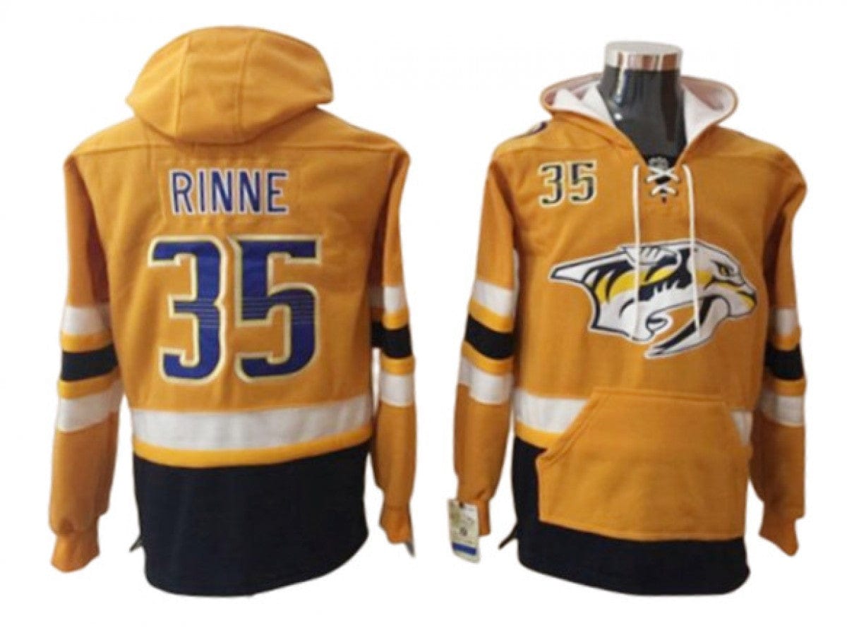 Nashville Predators #35 Pekka Rinne Gold One Front Pocket Pullover Hoodie