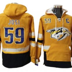 Nashville Predators #59 Roman Josi Gold One Front Pocket Pullover Hoodie