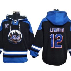 New York Mets #12 Francisco Lindor Black Pullover Hoodie