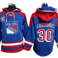 New York Rangers #30 Henrik Lundqvist Blue Ageless Must-Have Lace-Up Pullover Hoodie