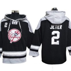 New York Yankees #2 Derek Jeter Black Pullover Hoodie