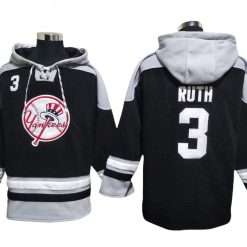 New York Yankees #3 Babe Ruth Black Pullover Hoodie