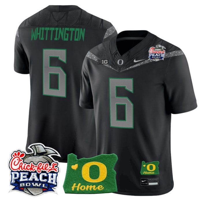 Noah Whittington Jersey #6 Oregon Ducks 2026 Peach Bowl Oregon State Black
