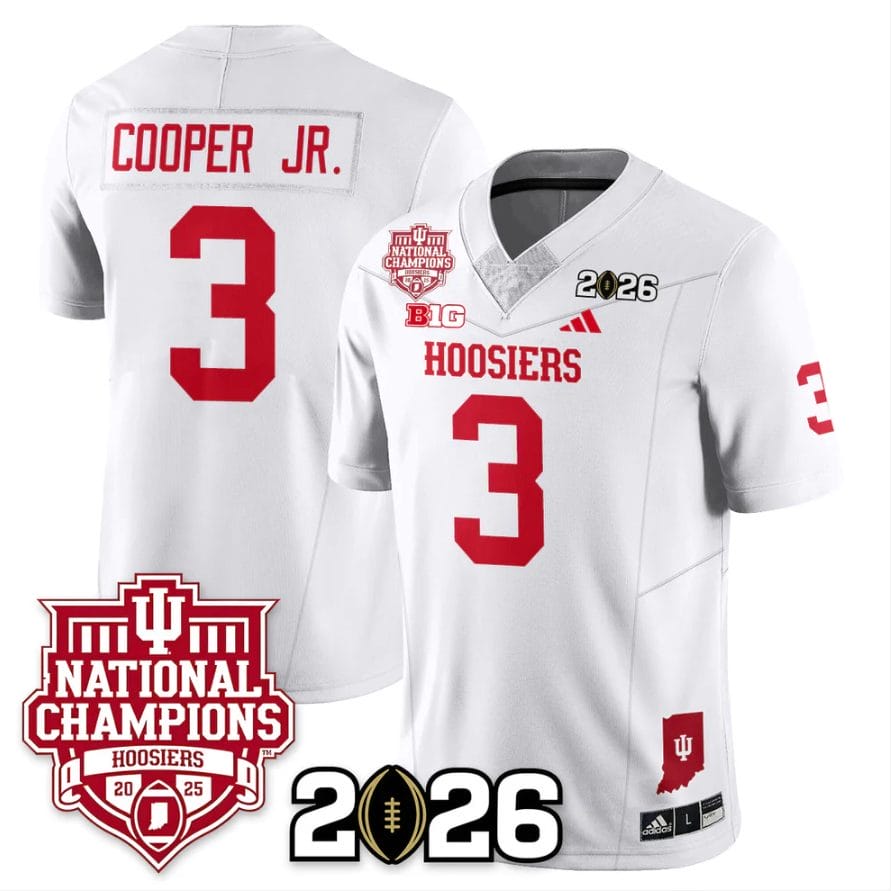 Omar Cooper Jr Jersey #3 Indiana Hoosiers 2025 National Champions White