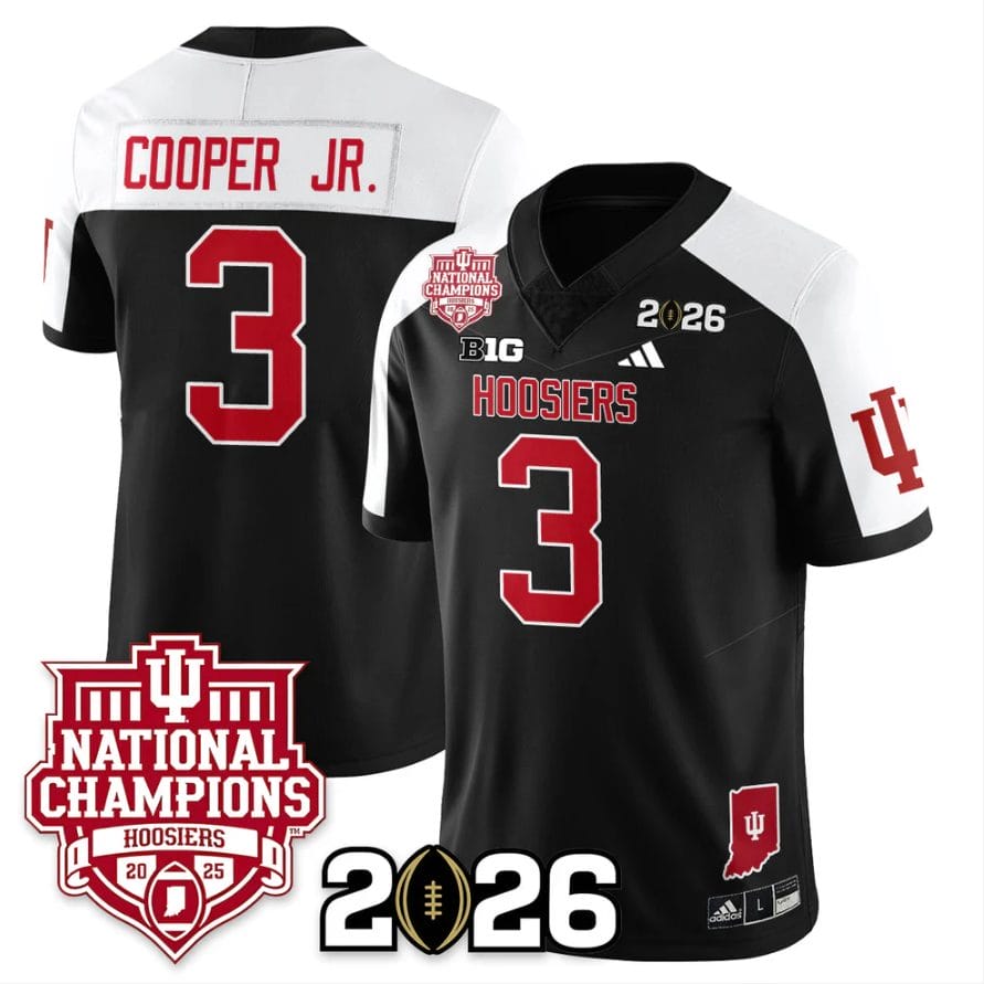 Omar Cooper Jr Jersey #3 Indiana Hoosiers 2025 National Champions Black Alternate