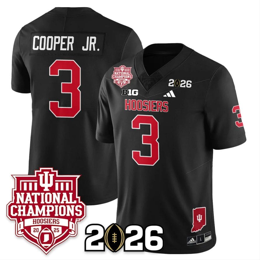 Omar Cooper Jr Jersey #3 Indiana Hoosiers 2025 National Champions Black
