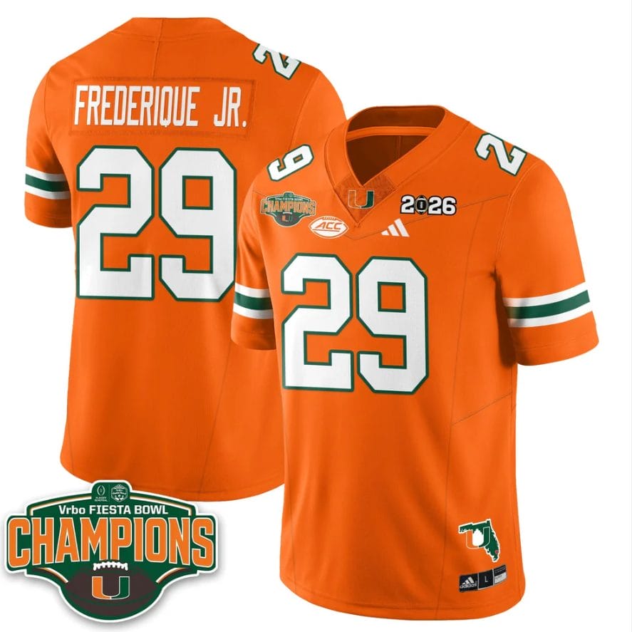 OJ Frederique Jr Jersey #29 Miami Hurricanes 2026 Fiesta Bowl Champions Stitched - Image 4