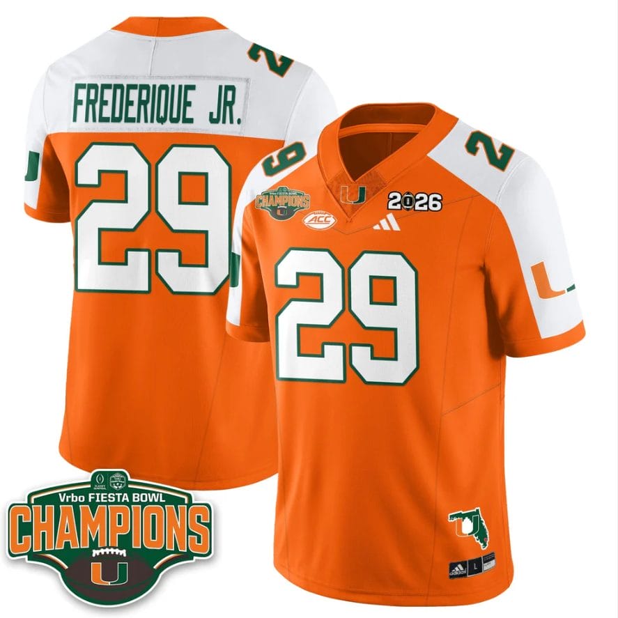 OJ Frederique Jr Jersey #29 Miami Hurricanes 2026 Fiesta Bowl Champions Stitched - Image 3