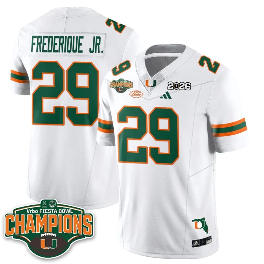 OJ Frederique Jr Jersey #29 Miami Hurricanes 2026 Fiesta Bowl Champions Stitched - Image 5