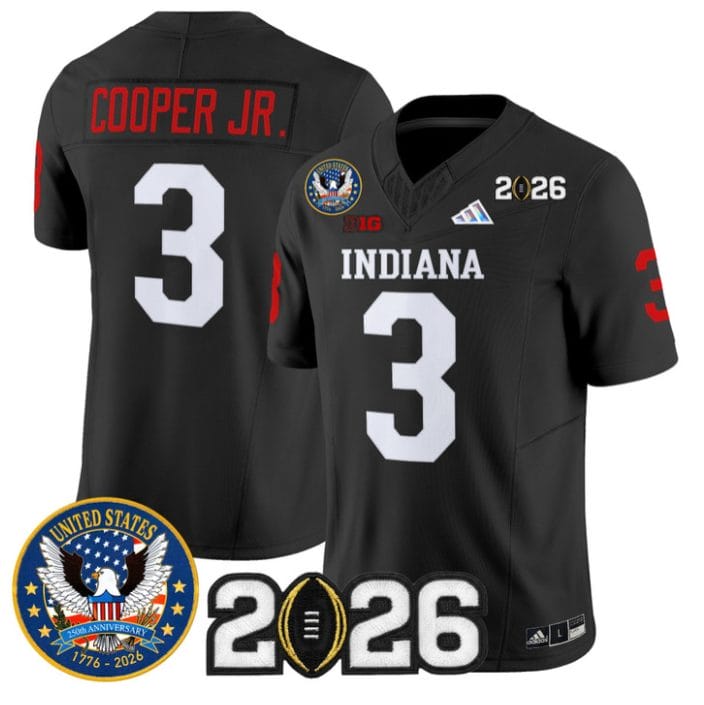 Alternative view of Omar Cooper Jr Jersey #3 Hoosiers United States 250th Patch V2 Stitched