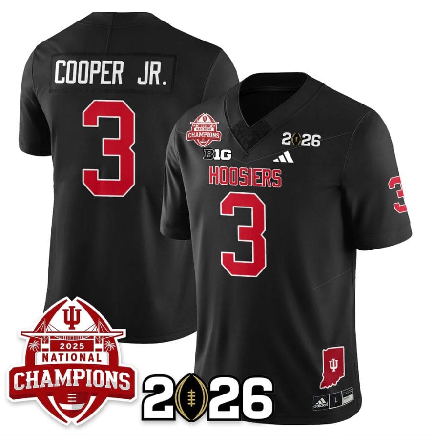 Alternative view of Omar Cooper Jr Jersey #3 Indiana Hoosiers 2025 National Champions V2 Stitched