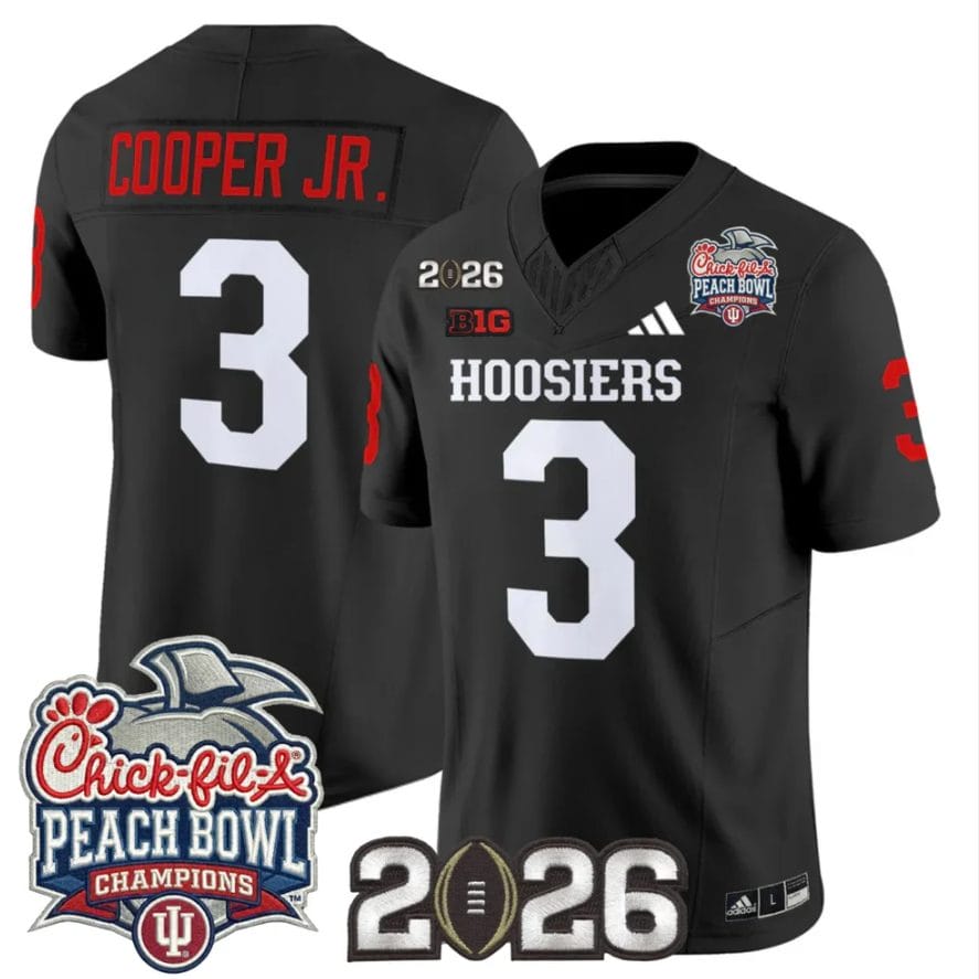 Alternative view of Omar Cooper Jr Jersey #3 Indiana Hoosiers 2026 Peach Bowl Champions Stitched