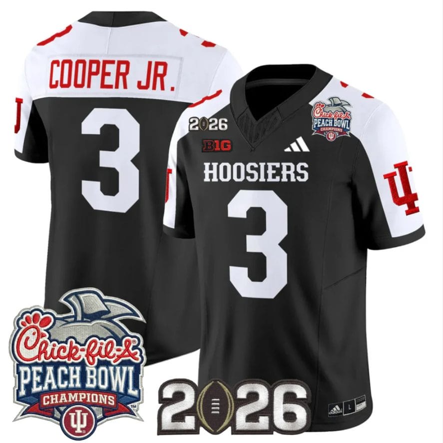 Omar Cooper Jr Jersey #3 Indiana Hoosiers 2026 Peach Bowl Champions Stitched