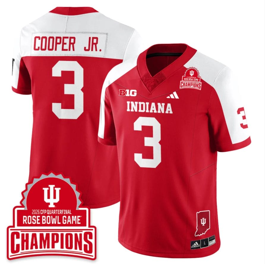 Omar Cooper Jr Jersey #3 Indiana Hoosiers 2026 Rose Bowl Game Champions Stitched