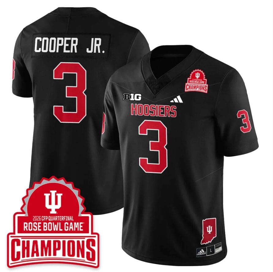 Alternative view of Omar Cooper Jr Jersey #3 Indiana Hoosiers 2026 Rose Bowl Game Champions Stitched