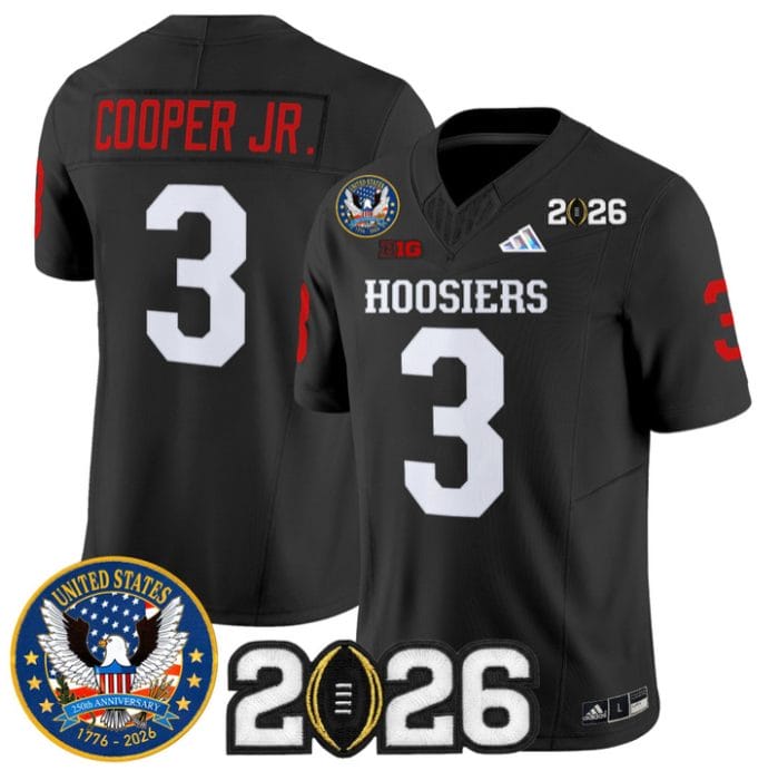 Alternative view of Omar Cooper Jr Jersey #3 Indiana Hoosiers United States 250th 2026 Stitched