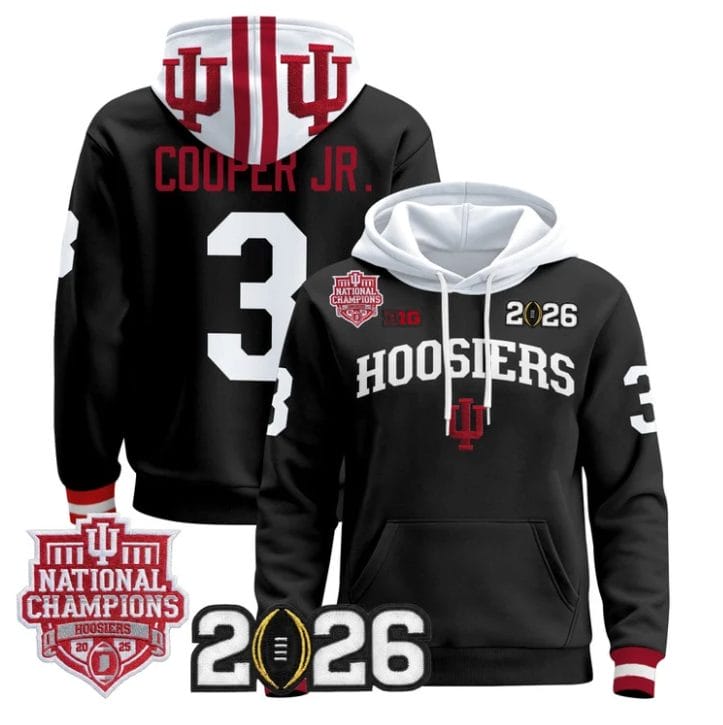 Alternative view of Omar Cooper Jr Pullover Hoodie #3 Hoosiers 2025 National Champions Stitched