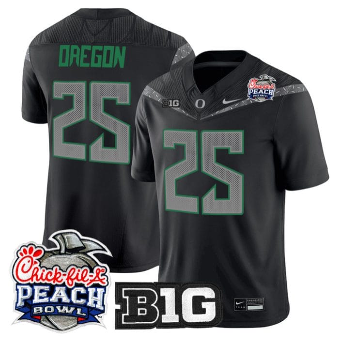 Oregon Jersey #25 Oregon Ducks 2026 Peach Bowl Patch Limited Stitched