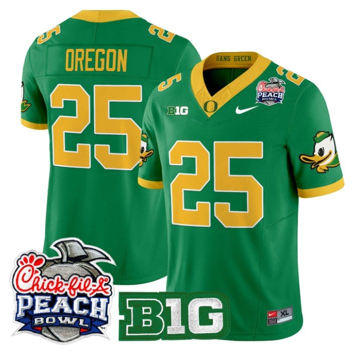 Alternative view of Oregon Jersey #25 Oregon Ducks 2026 Peach Bowl Patch Limited Stitched