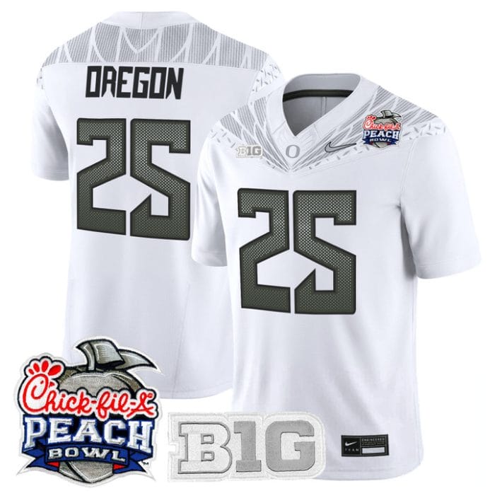 Oregon Jersey #25 Oregon Ducks 2026 Peach Bowl Patch Limited Stitched - Image 4