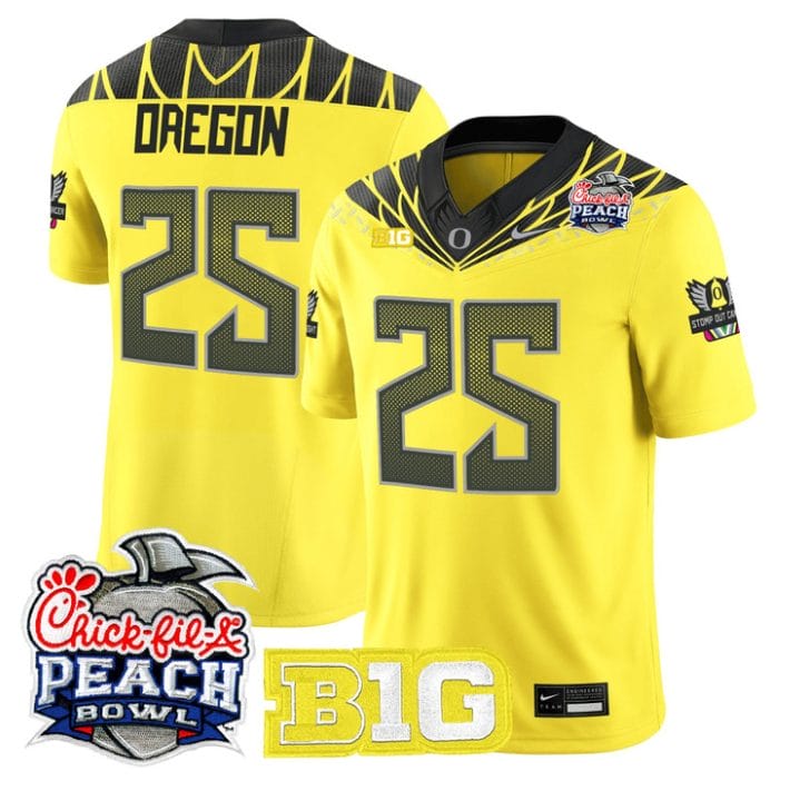 Oregon Jersey #25 Oregon Ducks 2026 Peach Bowl Patch Limited Stitched - Image 5