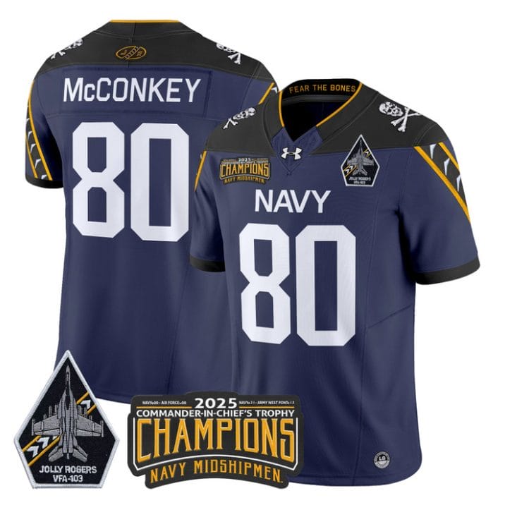 Phil McConkey Jersey #80 Navy Midshipmen Jolly Rogers 2025 Trophy Navy