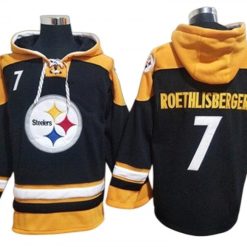 Pittsburgh Steelers #7 Ben Roethlisberger Black Ageless Must-Have Lace-Up Pullover Hoodie