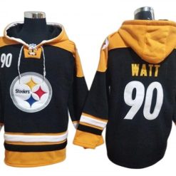 Pittsburgh Steelers #90 T. J. Watt Black Ageless Must-Have Lace-Up Pullover Hoodie