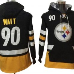 Pittsburgh Steelers #90 T. J. Watt Black One Front Pocket Pullover Hoodie