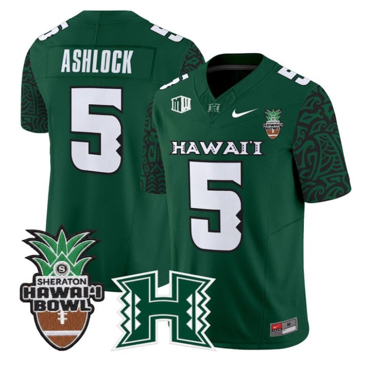 Pofele Ashlock Jersey #5 Hawai'i Rainbow 2025 Hawai'i Bowl Stitched Black Limited - Image 3