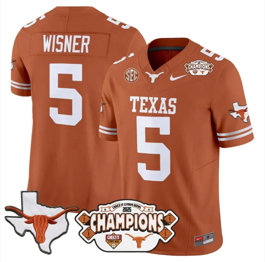 Quintrevion Wisner Jersey #5 Texas 2025 State Map Citrus Bowl Champions - Image 4
