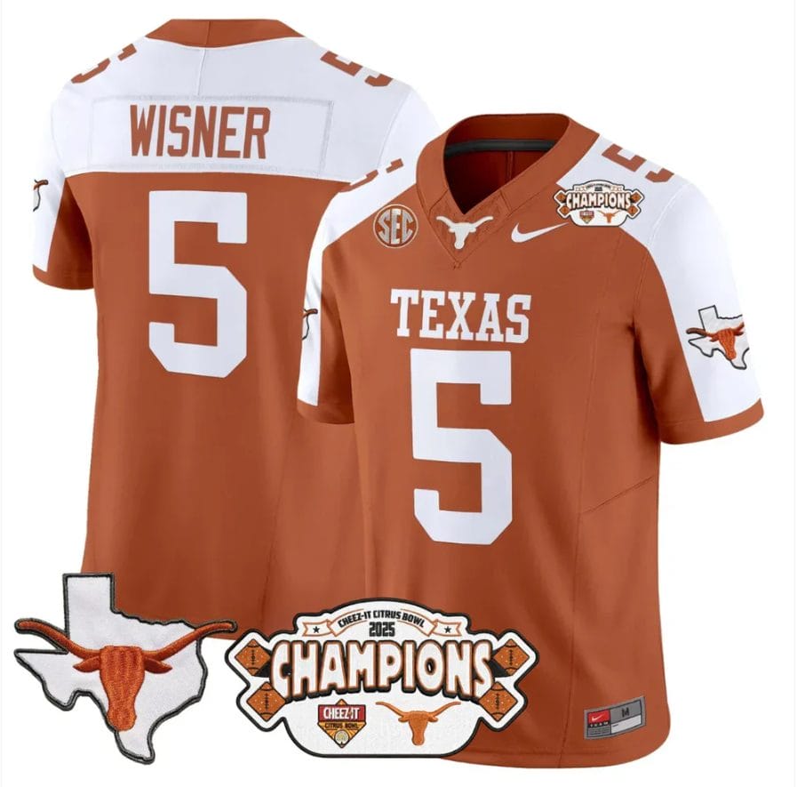 Quintrevion Wisner Jersey #5 Texas 2025 State Map Citrus Bowl Champions - Image 3