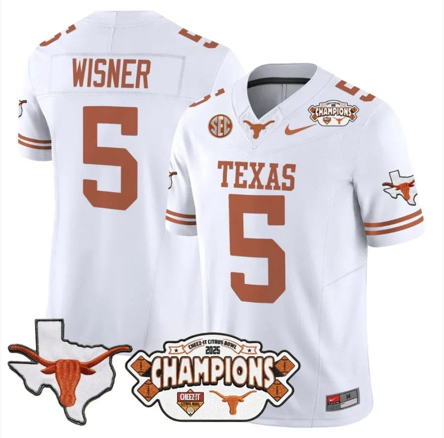 Quintrevion Wisner Jersey #5 Texas 2025 State Map Citrus Bowl Champions - Image 5