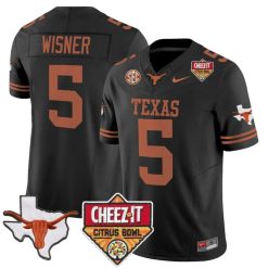 Alternative view of Quintrevion Wisner Jersey #5 Texas Longhorns 2025 State Map Citrus Bowl Stitched