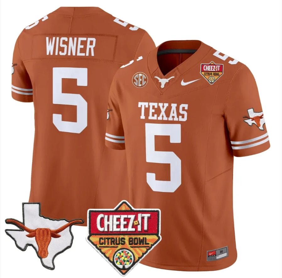 Quintrevion Wisner Jersey #5 Texas Longhorns 2025 State Map Citrus Bowl Stitched - Image 4